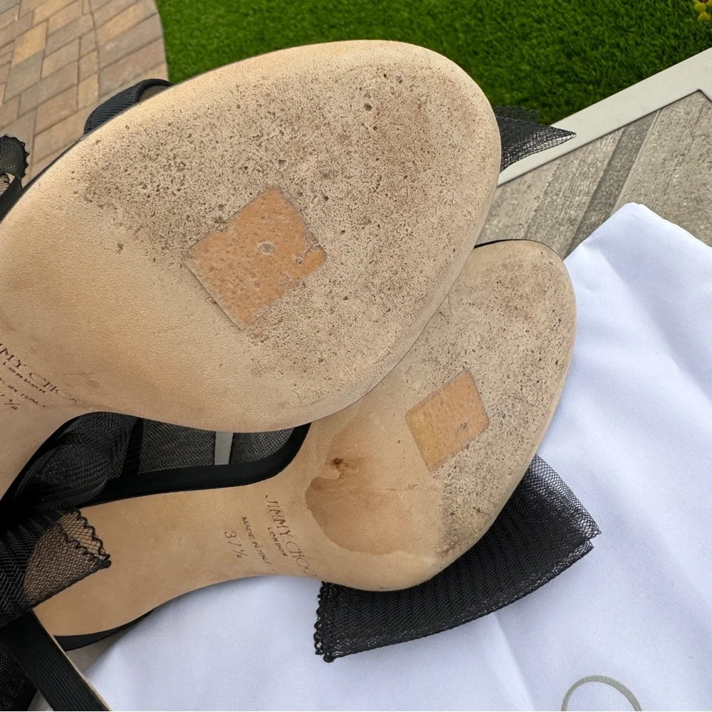 SOLD Jimmy Choo Aveline 100 Asymmetric Grosgrain Sandal Heel - Picture 14 of 15